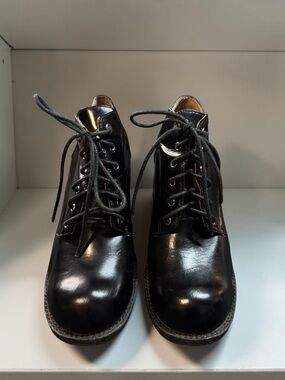 Vintage Jeffrey Campbell Black Leather Lace-Up Ankle Boots